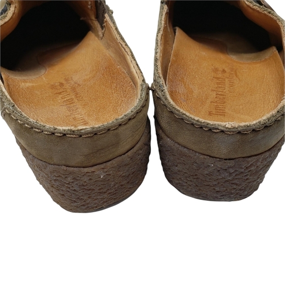 Timberland | Comforia Brown Leather Crepe Sole Slip On Clogs Mules Women's 7 - Picture 5 of 12